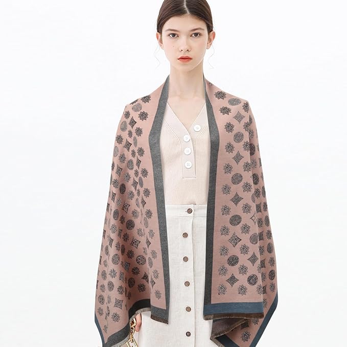EXTREE Scarfs for Women Pashmina Silky Shawl Wrap for Evening Dressing Blanket Open Front Poncho Cape