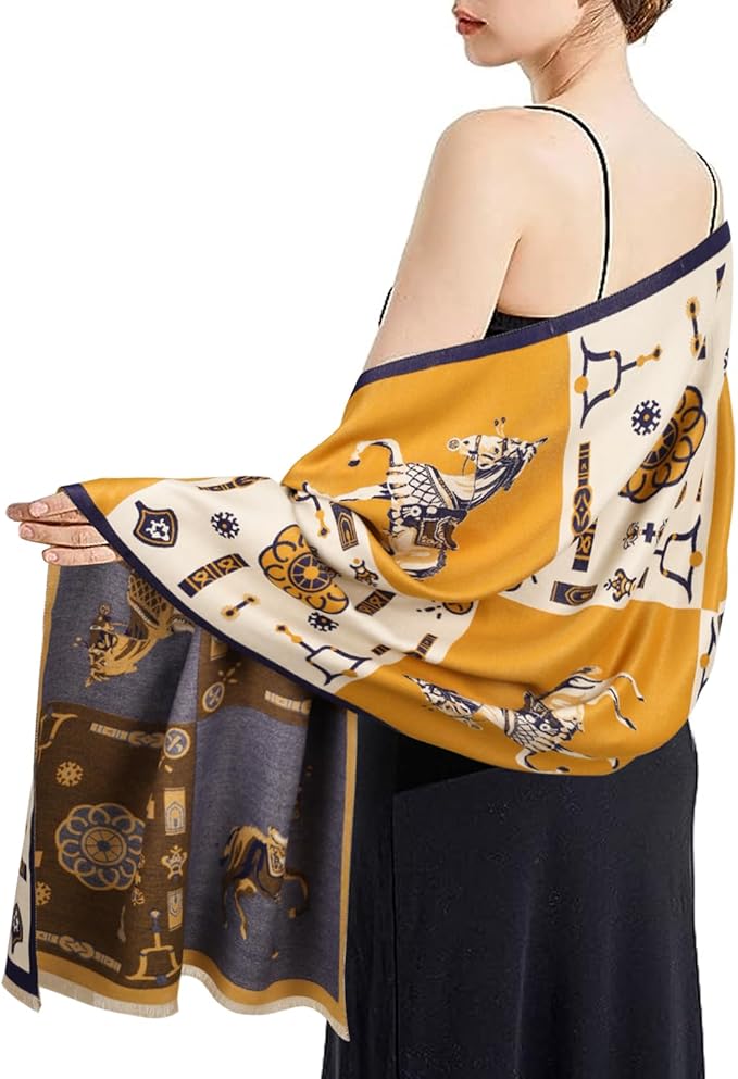 EXTREE Scarfs for Women Pashmina Silky Shawl Wrap for Evening Dressing Blanket Open Front Poncho Cape