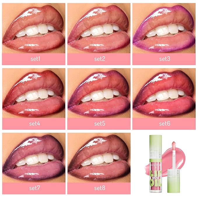 Dark Brown Lip Liner and Lip Oil Gloss Click Clear Shimmer,Long Wear Makeup Fat Oil Set With Natural Oils for Nourishment, Moisturizing Lip Lipstick Lip Liner Pencil Combo Set