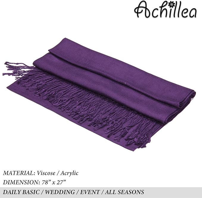 Achillea Soft Silky Pashmina Scarf for Women – Shawl Wrap for Evening Dresses, Bridesmaids, Weddings & Everyday Wear