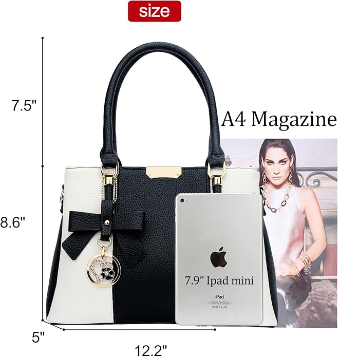 KKXIU 3 Zippered Compartments Purses and Handbags for Women Top Handle Satchel Shoulder Ladies Bags