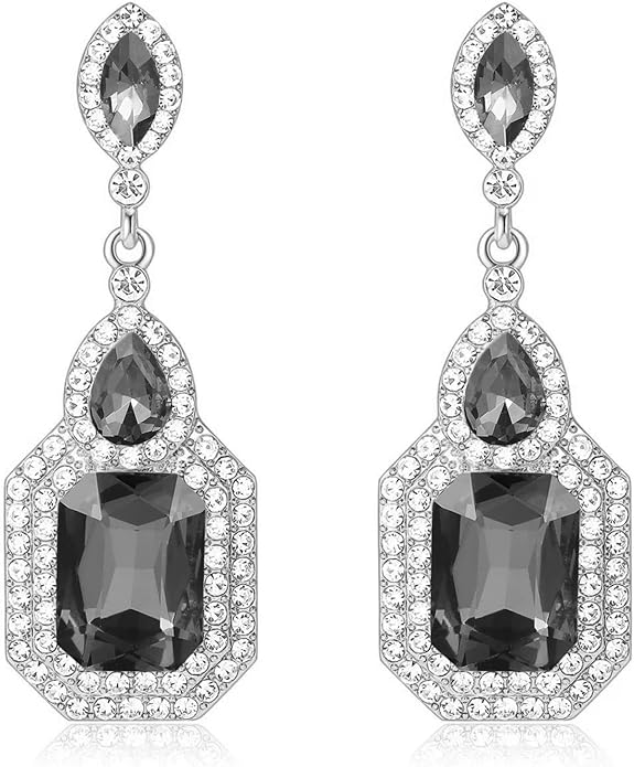Vintage Rhinestone Dangle Statement Earrings Colorful Long Crystal Dangling Drop Earring for Women Formal Wedding Prom