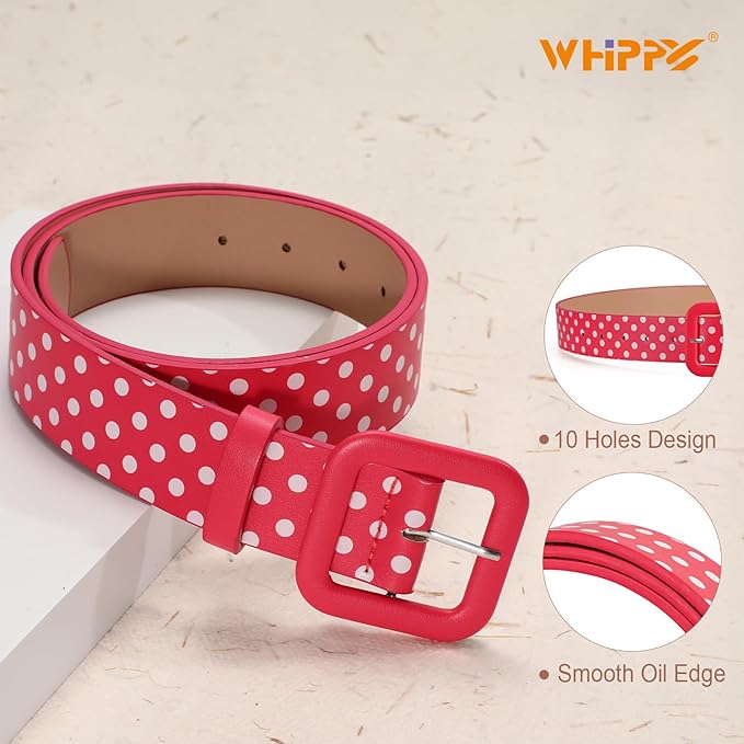 WHIPPY Women Leather Belt Candy Color Fashion Square Buckle Belt Ladies Belt for Jeans Pants Dresses