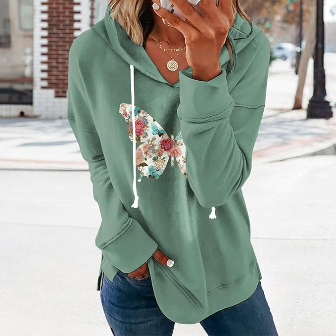 Women's Brick Red Hoodie Pullover Sweatshirt Cotton Blend Loose Fit Long Sleeve Fall Winter Top