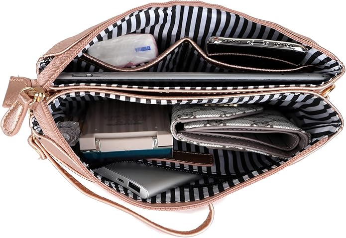 Solene Women's Lightweight Multi Compartment Wristlet Clutch Wallet Crossbody Bag