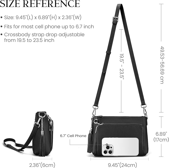 befen Anti Theft Genuine Leather Crossbody Bags for Women Handbags and Shoulder Basg with Built in Wallet RFID Leather Purse
