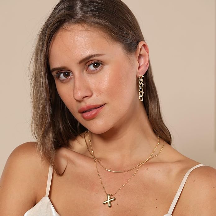 LUCA SMITH Initial Necklaces for Women, Dainty Balloon Bubble Letter, Name Letter Alphabet Pendant Layered Choker Chain Jewelry Gift