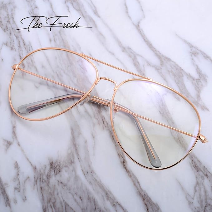 The Fresh Classic Aviator Frame Light Color Lens XL Oversized Sunglasses Gift Box