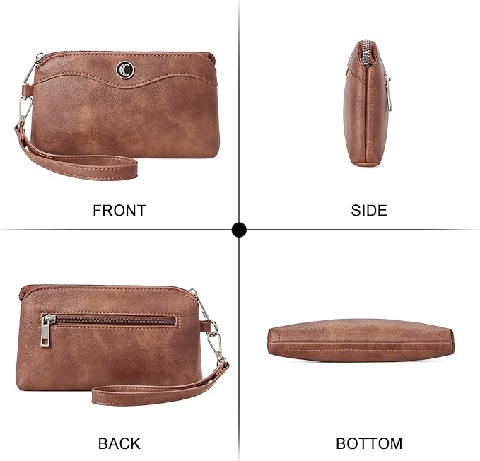 CLUCI Wristlet Wallets for Women Travel Phone Handbag Leather Clutch Purses with Card Slots