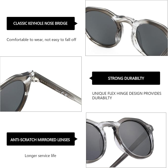 ZENOTTIC Vintage Round Polarized Sunglasses for Men Women UV400 Protection