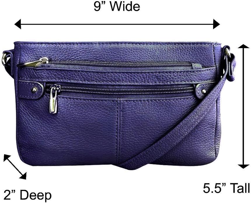 Cowhide Leather Women's Shoulder Purse Small Cross Body Organizer Bag with Many Pockets
