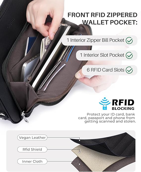 CHOLISS Crossbody Purse for Women, Anti Theft Vegan Leather Crossbody Wallet Bag Medium Travel Shoulder Handbags