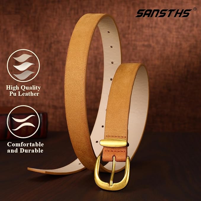 SANSTHS Womens Belt for Jeans Pants Dresses with Alloy Buckle, Floral Print Belt for Women with Unique Print Design