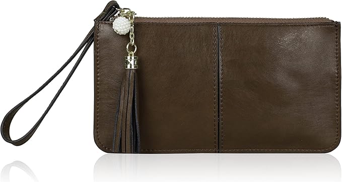 befen Genuine Leather Wristlet Clutch for Women Ultra-Slim Ladies Credit Card Holder Wallet Purses with RFID Protection