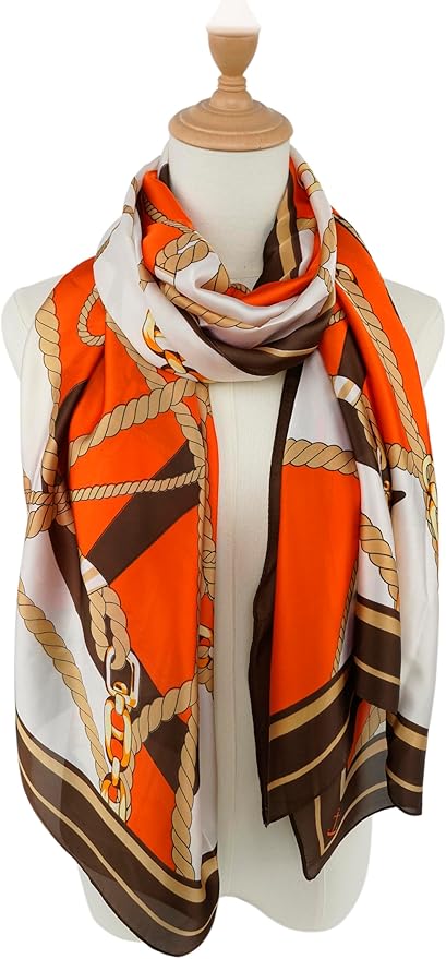 YOUR SMILE Large Mulberry Silk Feeling Long Stain Scarf Lightweight Sunscreen Shawls Wraps for Women