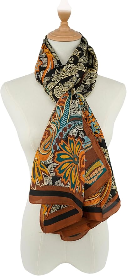 YOUR SMILE Large Mulberry Silk Feeling Long Stain Scarf Lightweight Sunscreen Shawls Wraps for Women