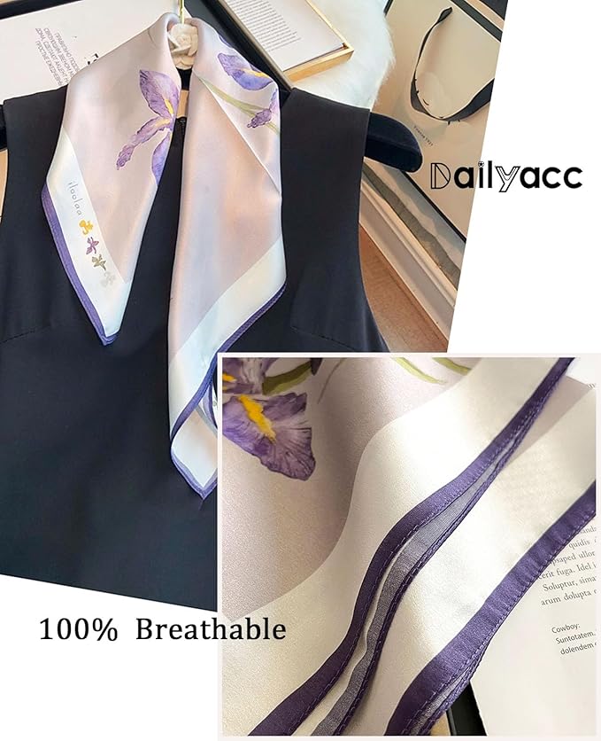Dailyacc Hair Bandanas Scarf For Women Lightweight Fashion Neck Silk Satin Head Scarves For Sleeping Handbags Scarf