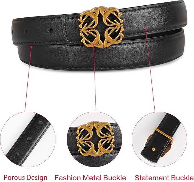 Relang Women's Belts with Gold Buckle, Fashion Waist Band, Elegant Ladies' Belt, Gift for Women