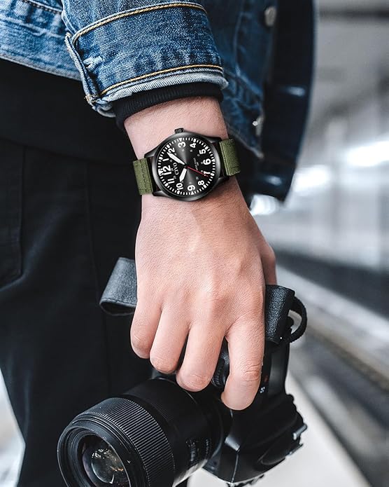 CIVO Analog Wrist Watches for Men: Waterproof Stainless Steel Mens Watches - Silver Watch with Easy Read Dial Men's Watch for Gift