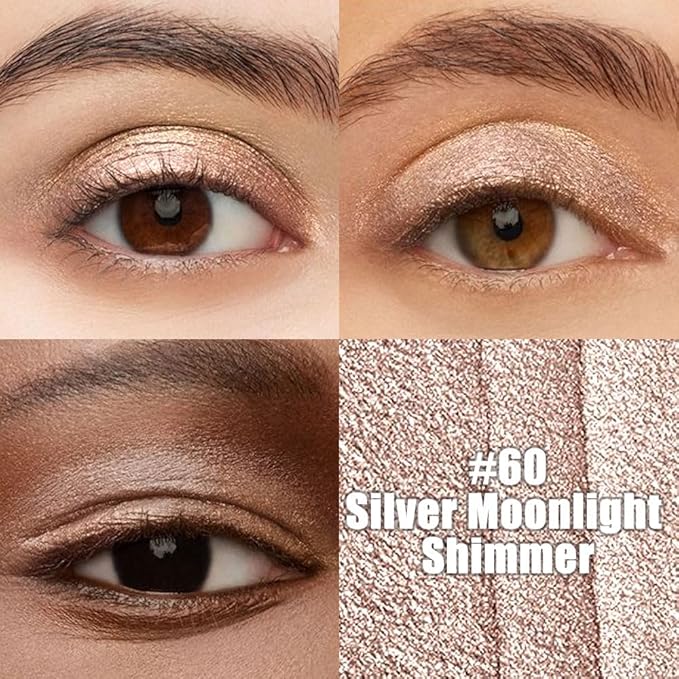 Champagne Silver Cream Eye Shadow Sticks Brightener Pencils for Women, Champagne Shimmer Silky Eyeshadow Applicator Stick Pen Waterproof, Blendable Crease-Proof Stick Eyeshadow Shimmer Eye Makeup 60