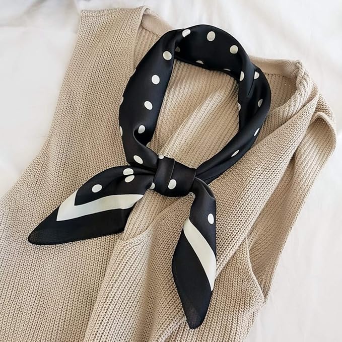 FONYVE Silk Feeling Scarf Medium Square Satin Head Scarf for Women 27.5 × 27.5 inches