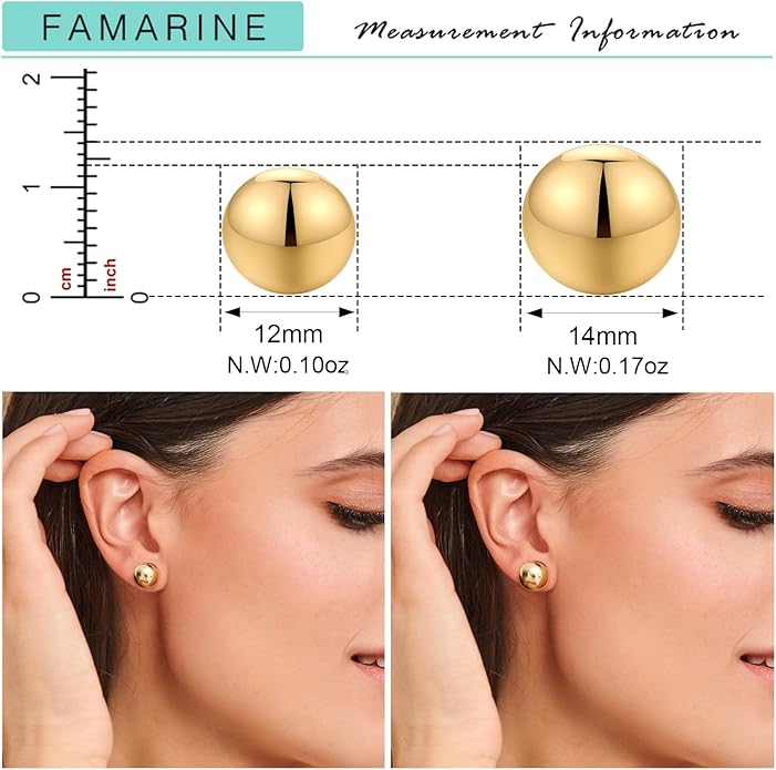FAMARINE Dot Earrings Gold Silver Stud Earrings for Women Flat Round Earring Minimalist Earring