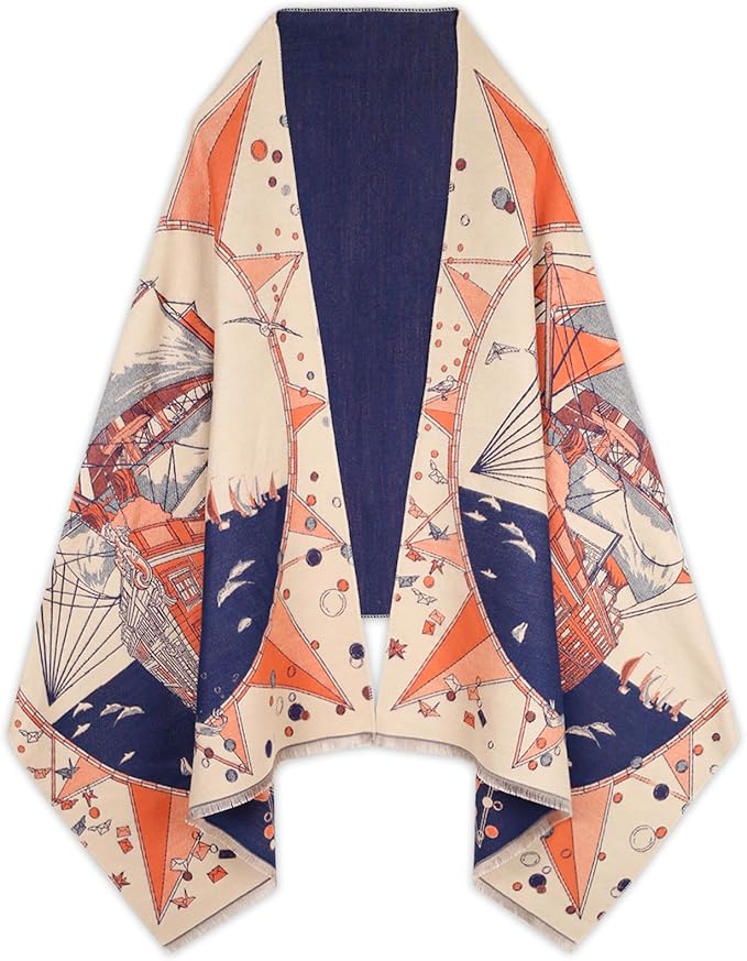 EXTREE Scarfs for Women Pashmina Silky Shawl Wrap for Evening Dressing Blanket Open Front Poncho Cape