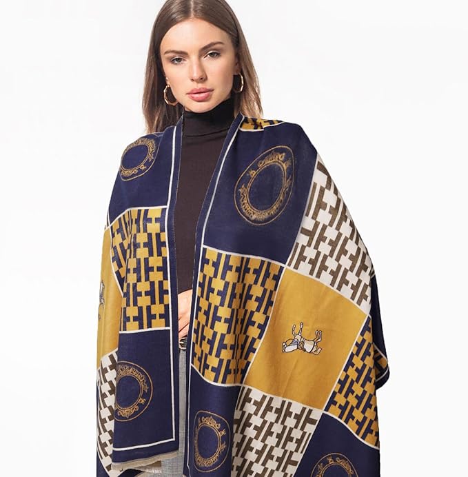 EXTREE Scarfs for Women Pashmina Silky Shawl Wrap for Evening Dressing Blanket Open Front Poncho Cape