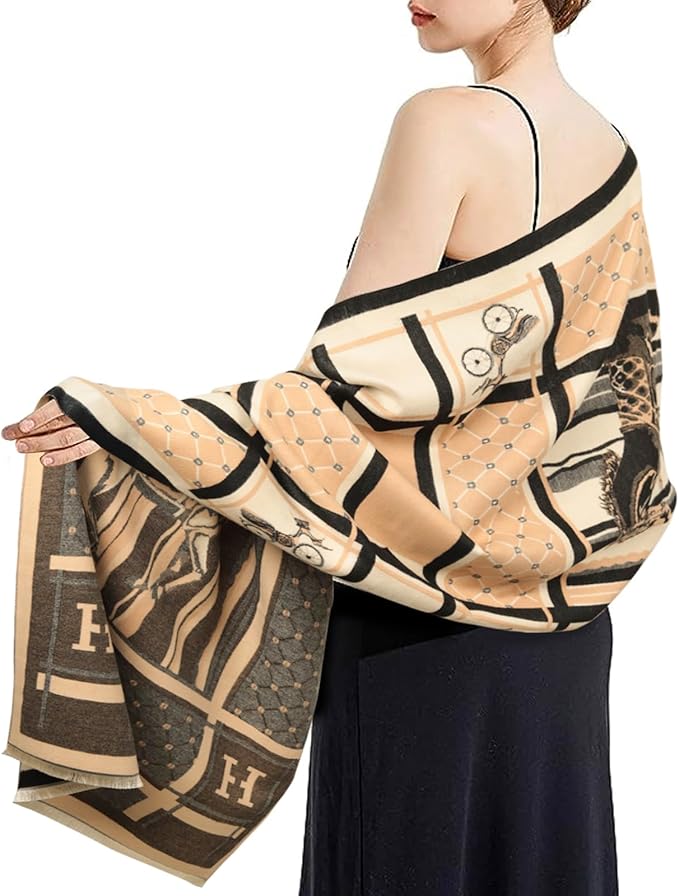 EXTREE Scarfs for Women Pashmina Silky Shawl Wrap for Evening Dressing Blanket Open Front Poncho Cape