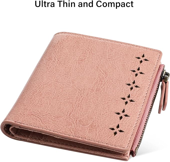 Lavemi Ultra Thin Small Compact Leather Womens Girls Wallets RFID Blocking Credit Card Holder for Women