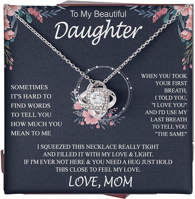 VIRAGIL To My Daughter Gift Necklace From Dad or Mom - Badass Daughter Jewelry With Heartfelt Message & Elegant Box