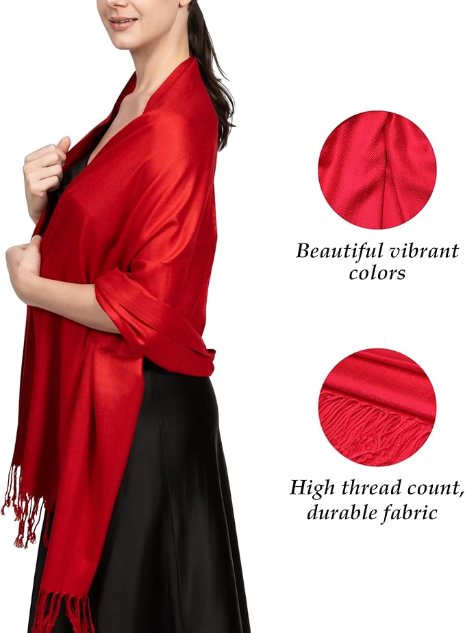 Achillea Soft Silky Pashmina Scarf for Women – Shawl Wrap for Evening Dresses, Bridesmaids, Weddings & Everyday Wear