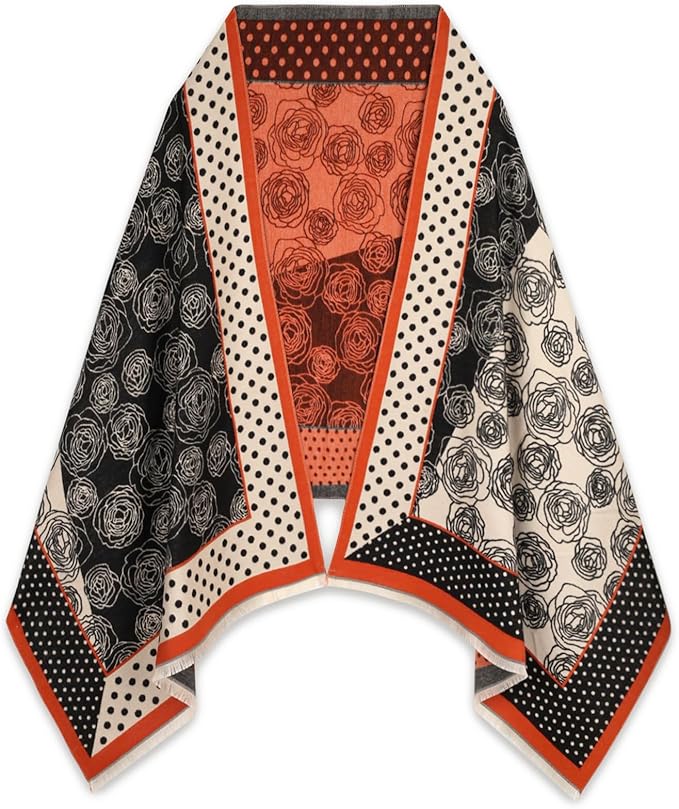 EXTREE Scarfs for Women Pashmina Silky Shawl Wrap for Evening Dressing Blanket Open Front Poncho Cape