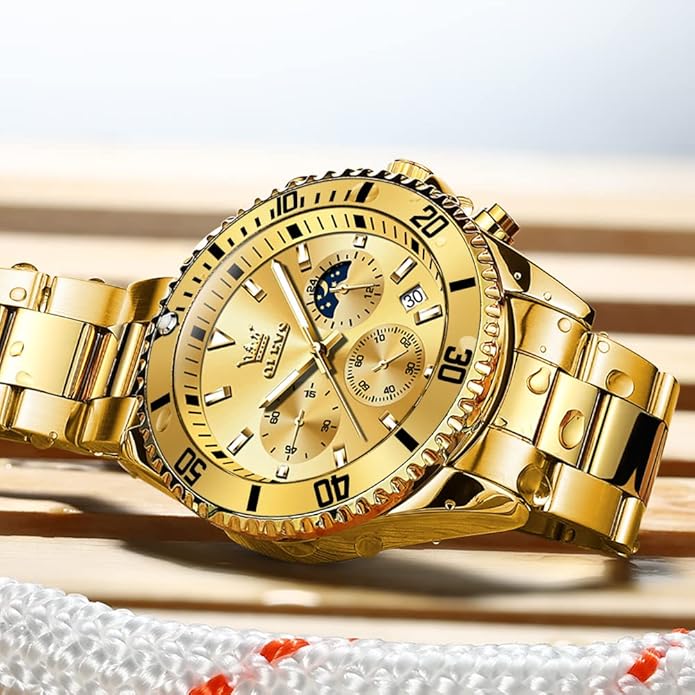 OLEVS Mens Watches Big Face Stainless Steel Waterproof Date Analog Quartz Watches Fashion BusinessWrist Watches for Men…
