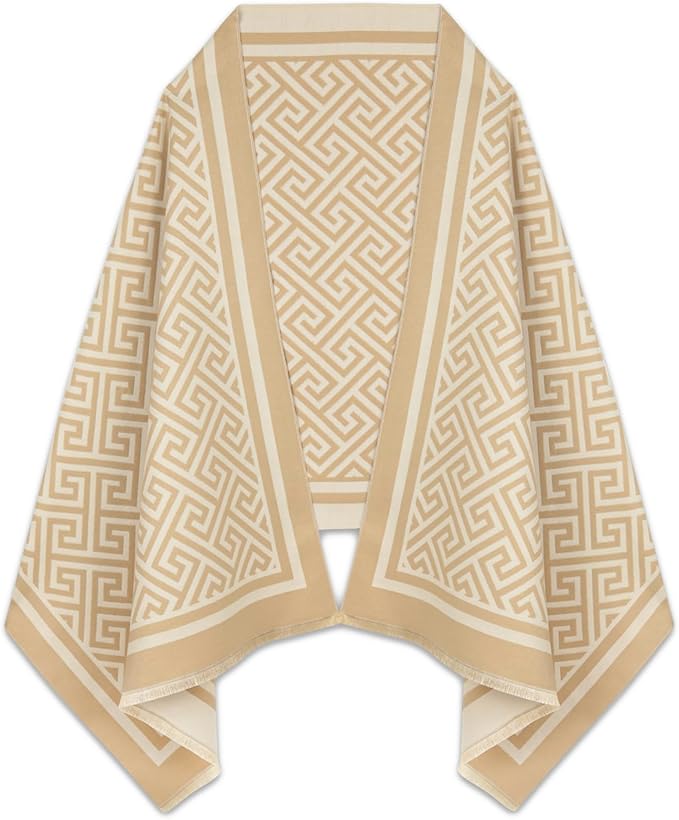EXTREE Scarfs for Women Pashmina Silky Shawl Wrap for Evening Dressing Blanket Open Front Poncho Cape