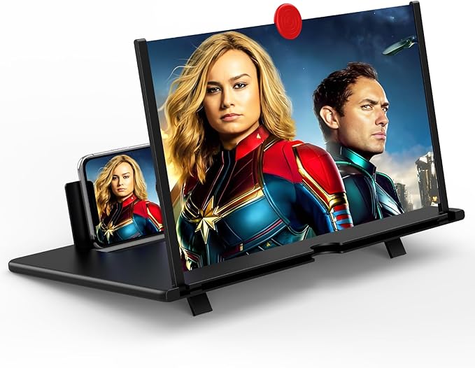 14" Screen Magnifier for Cell Phone, Mobile Phone 3D HD Magnifying Projector Screen Enlarger for Movies, Videos and Gaming, Foldable Phone Stand with Screen Amplifier,Compatible with All Phones
