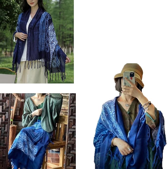 Yeieeo Boho Scarf for Women Lightweight Floral Printed Scarf Fall Winter Fashion Fringed Shawl