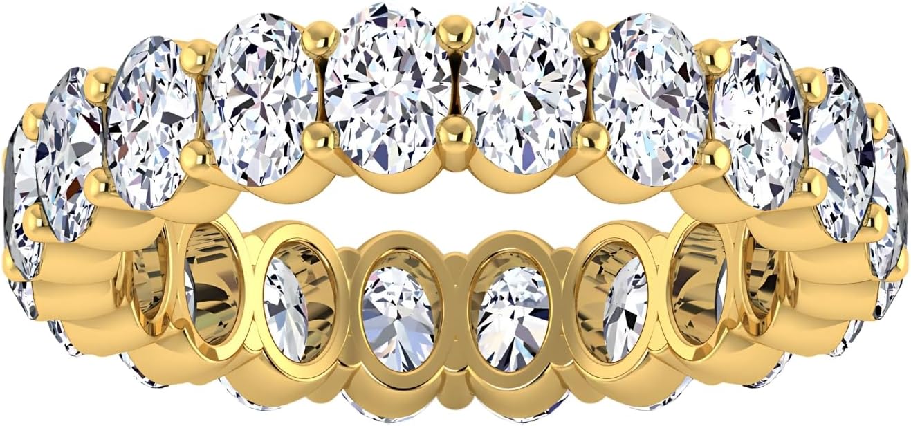 3.26 CTW Oval Cut Diamond Eternity Ring for Women in 14K White Gold/Yellow Gold | E-F Color, VS Clarity | Wedding, Anniversary, Luxury Fine Jewelry Gift | Lab-Grown Diamonds | Ring Size 6.5