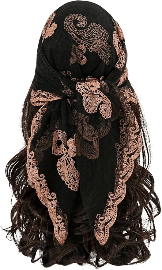 Floerns Women's Flower Embroidery Hair Scarf Headband Sheer Lace Hair Bandana