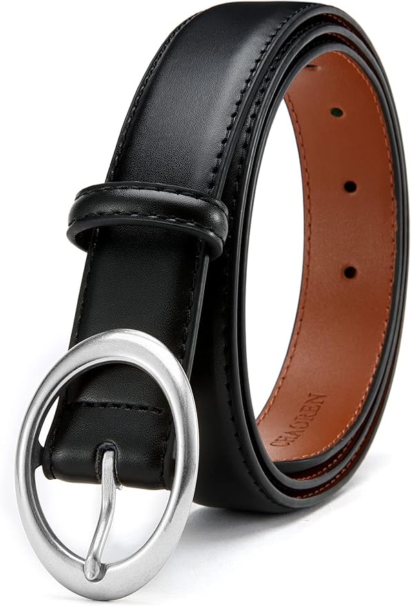 Womens Belt - CR Leather Belt Women Casual for Jeans Pants Dress - Belts with Gold Buckle for Women Fashion