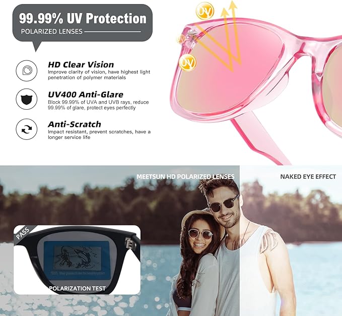 MEETSUN Polarized Sunglasses for Women Men Classic Retro Square Frame Driving Sun Glasses UV Protection