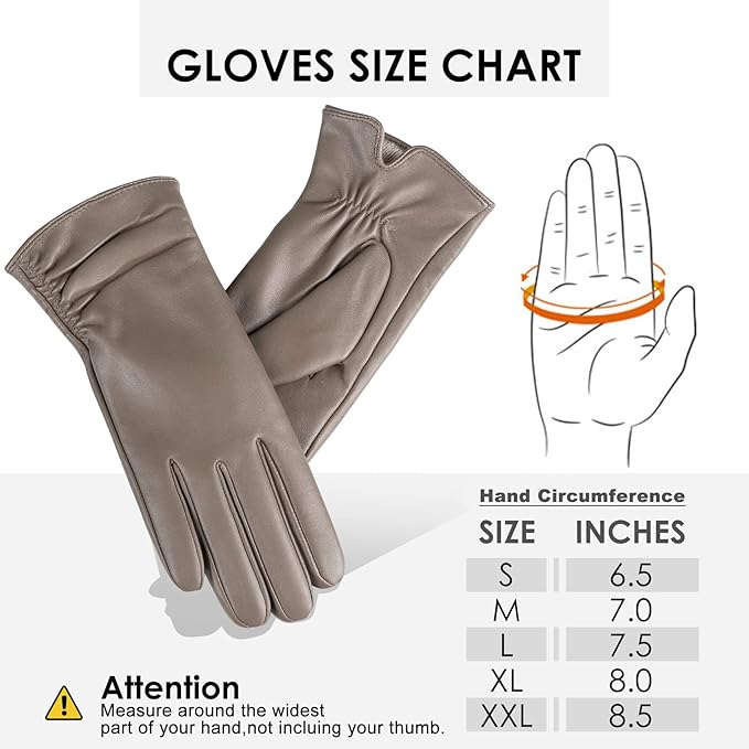Dsane Womens Winter Leather Touchscreen Texting Warm Driving Lambskin Pure Genuine leather Gloves
