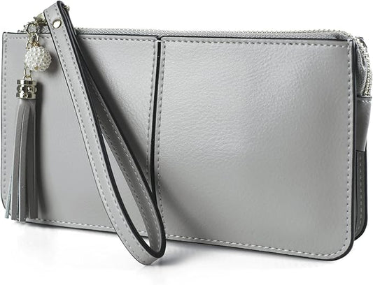 befen Genuine Leather Wristlet Clutch for Women Ultra-Slim Ladies Credit Card Holder Wallet Purses with RFID Protection