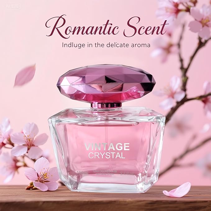 Vintage Crystal Women Perfume–Bold & Sophisticated Scent Eau De Parfum With Citrus,Spice,And Woody Notes Long Lasting Natural Spray Fragrance 3.4 Fl Oz