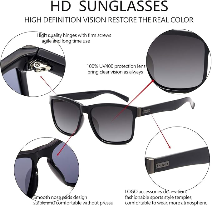ANDOILT Sport Polarized Square Sunglasses