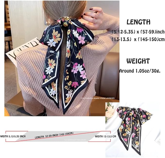 Livrerpi Silk Feeling Head Scarf Fashion Satin Hair Scarf Square Long Scarves for Women Gifts