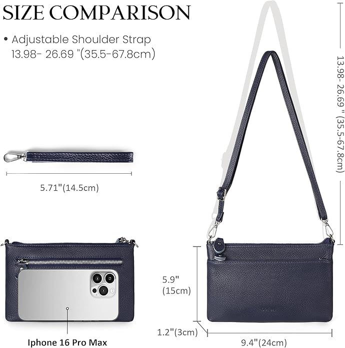 befen Genuine Leather Wristlet Clutch Wallet Purses with RFID Blocking, Small Crossbody Bags Shoulder Handbag for Women