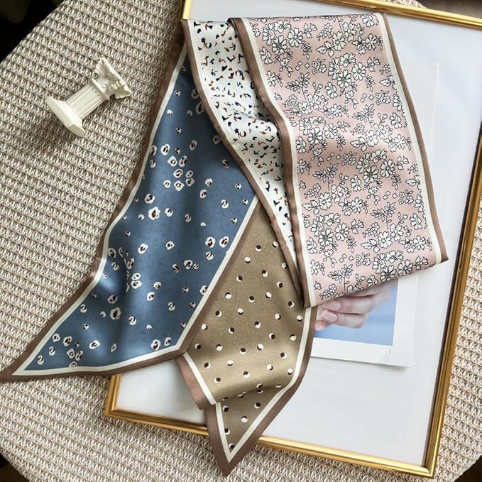 Silk Head Scarf for Hair Fashion Headwrap for Women Lightweight Neck Tie