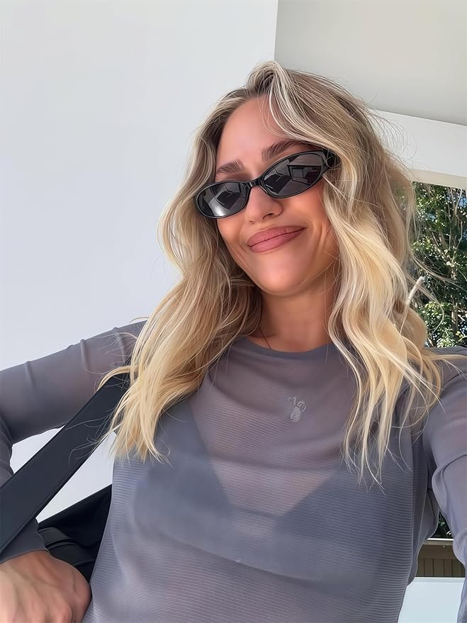 Retro Oval Sunglasses for Women 2026 90s Small Chic Cat Eye Sun Glasses Sunnies Lightweight Shades