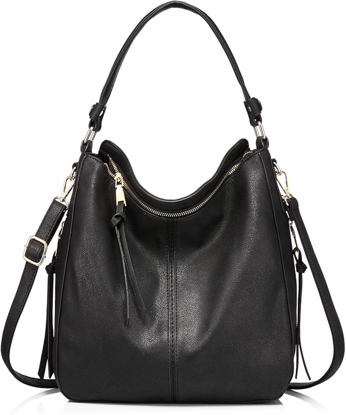 Realer Hobo Crossbody Bags for Women Designer Faux Leather Hobo Handbags Retro Large Size Shoulder Bag Bucket Purse